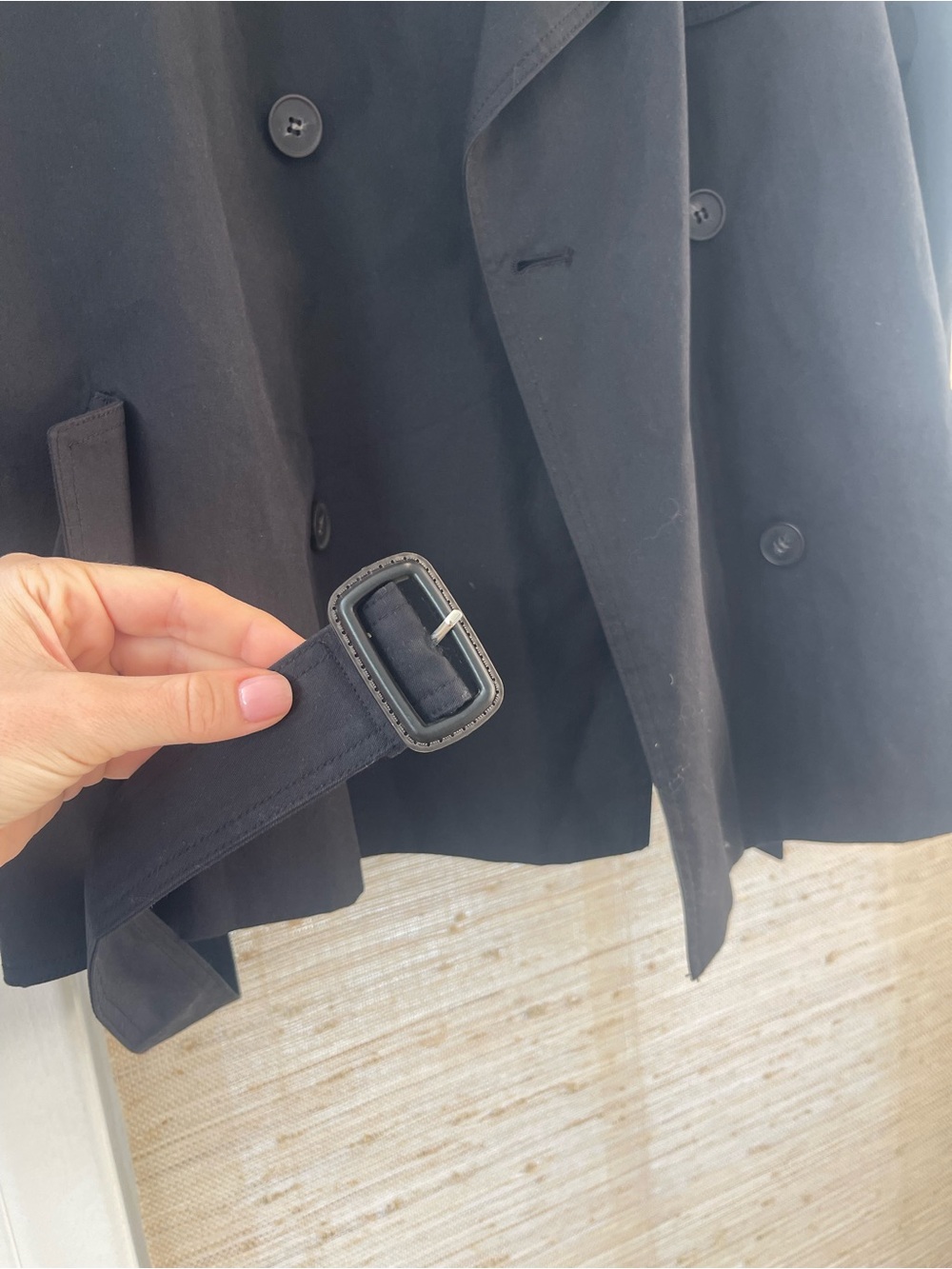 The Frankie Shop Black Cropped Double-Breasted Trench Jacket - Picture 5 of 6